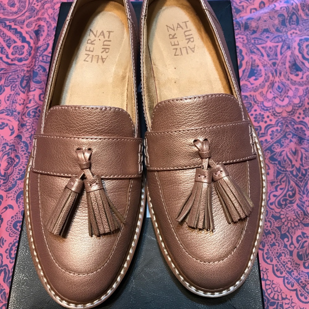 Rose gold loafers